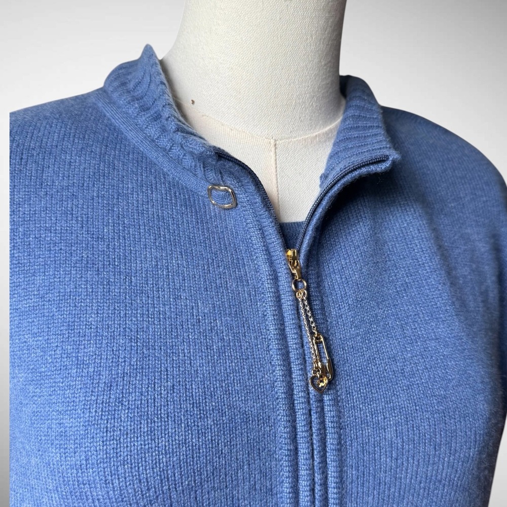 St John Cashmere 3 Piece Hoodie Jacket Tank Pants Suit Set Blue L XL Vintage - Picture 6 of 13